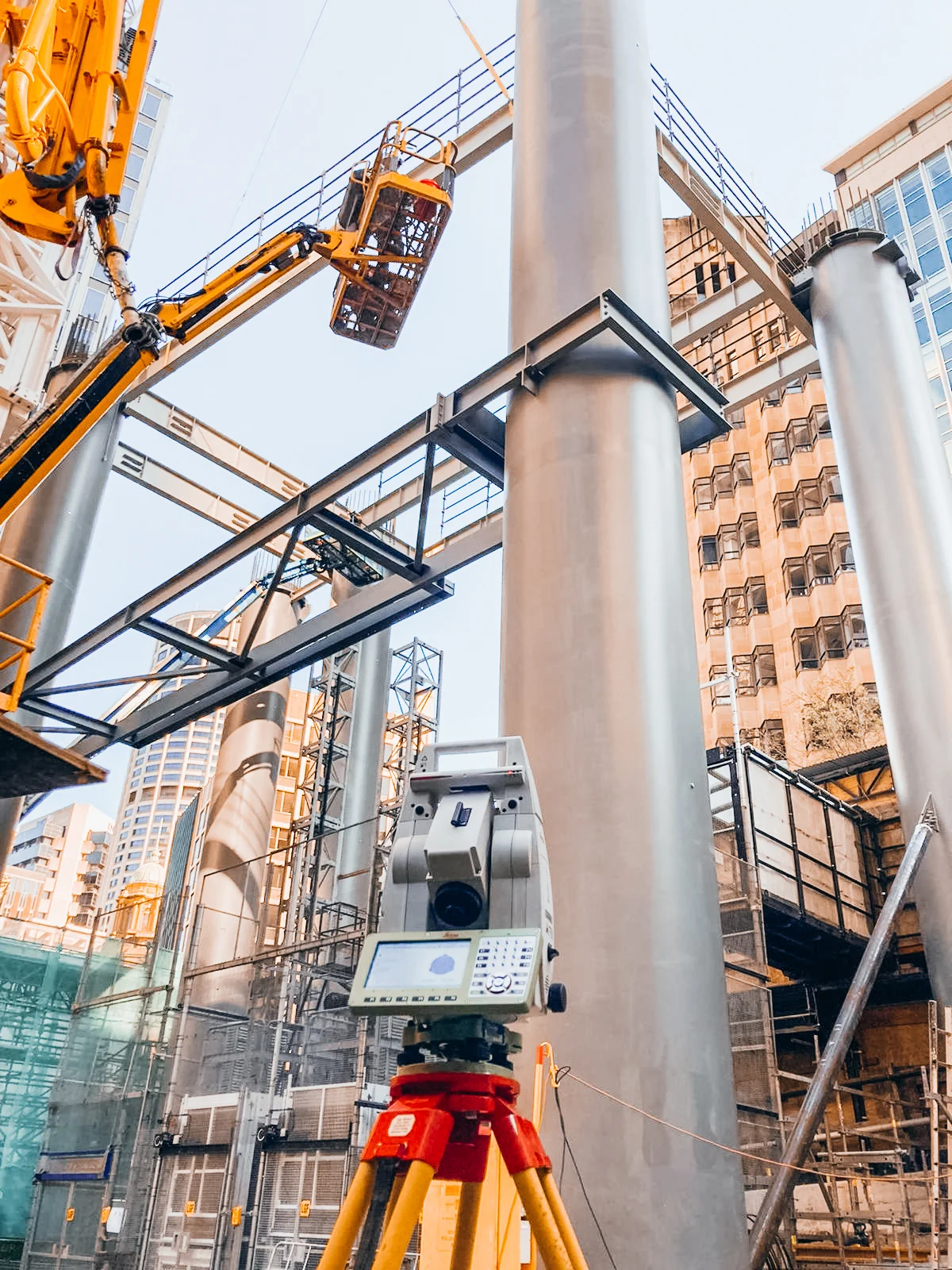 Survey professional using modern positioning equipment in the field